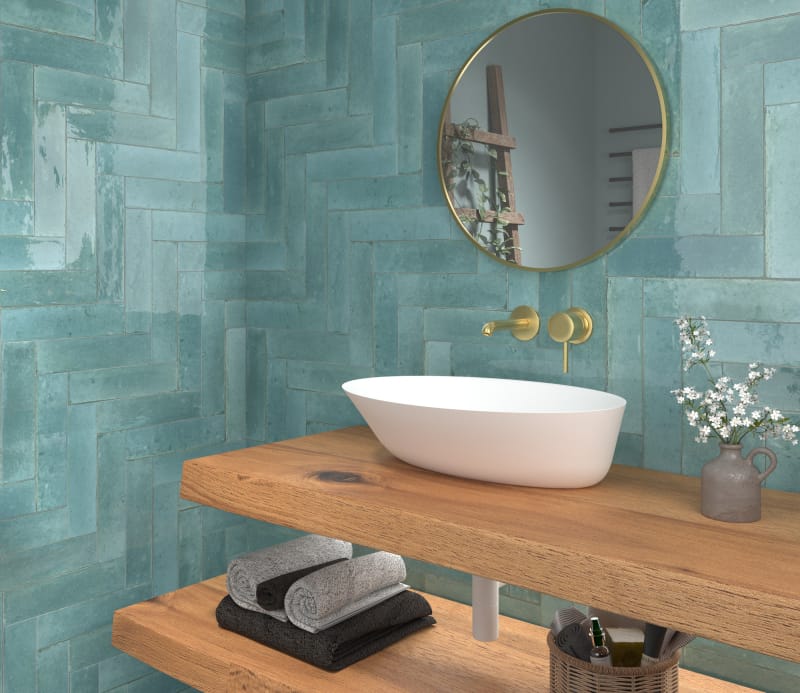 Dune Agadir Turquesa Gloss Subway Tile 70X280mm