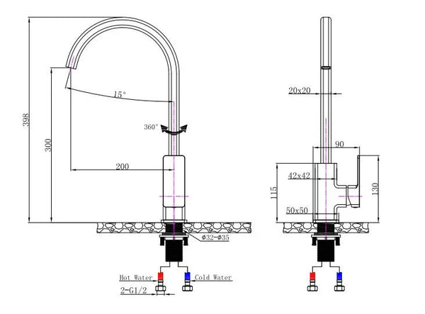 CH0228.KM IVANO SERIES CHROME KITCHEN MIXER