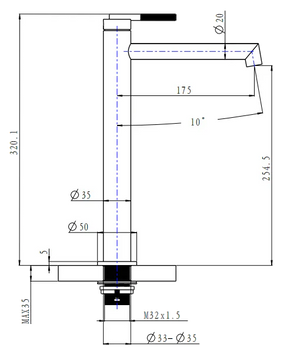 BU0241.BM CADDENCE SERIES BRUSHED NICKEL TALL BASIN MIXER