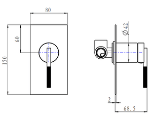 TSI BUGM0245.ST CADDENCE SERIES BRUSHED GUN METAL GREY WALL MIXER