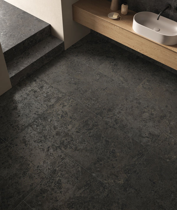 EST 05503 PIEMME 600x600MM LIMESTONE BELGIUM BLACK NAT/RET MADE IN ITALY