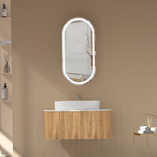 CARYSIL 900mm Fluted Wall Hung Vanity 900 x 469 x 412mm
