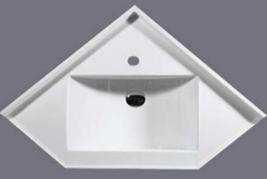 Avia Basins CN-6060-1TH Corner POLY MARBLE Vanity Top 600*600*180mm