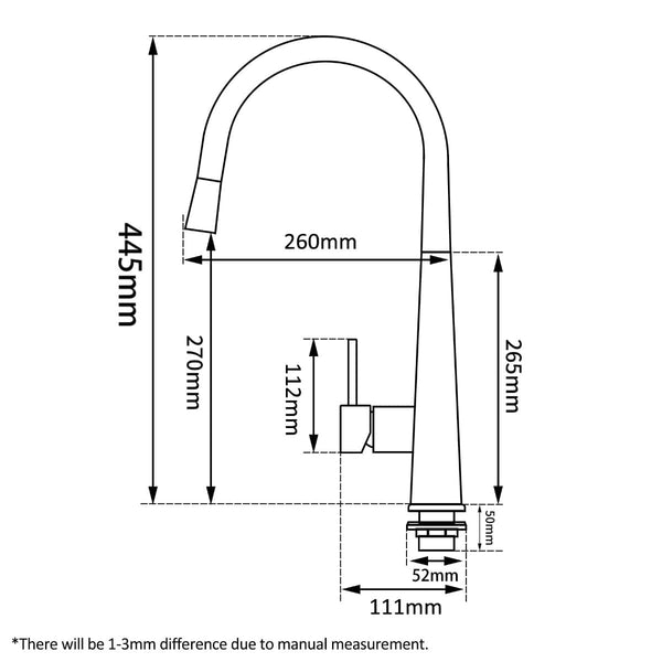 TSI Mixer Taps Round Chrome Pull Out Kitchen Sink Mixer Tap CH1021.KM