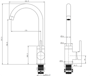 TSI Mixer Taps Round Chrome Standard Kitchen Sink Mixer Tap CH1026.KM