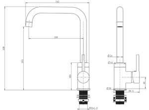 TSI Mixer Taps Electroplated Brass Chrome Swivel Spout Kitchen Mixer Tap CH1027.KM