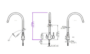 BUYG1041.KM BRUSHED YELLOW GOLD 3 WAY PURE DRINKING WATER HOT & COLD SWIVEL SPOUT KITCHEN MIXER