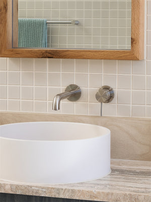 MECCA WALL BASIN/BATH MIXER SEPARATE BACK PLATE 120/160/185/230/260MM BRUSHED NICKEL