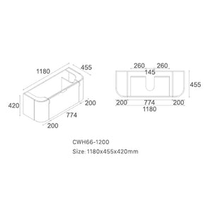 CWH66-1200MW Plateau Collection 1200mm - Matt White Single Bowl