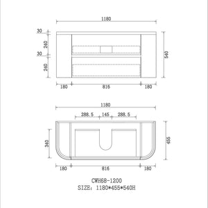 Bristol 1200mm Wall Hung Rosewood Vanity CWH68-1200A6