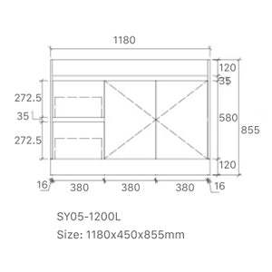 Tobi Freestanding Vanity 1200mm Prime Oak/Natural Timber Right/Left Drawers SY05-1200