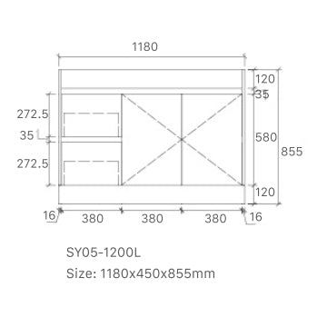 Tobi Freestanding Vanity 1200mm Prime Oak/Natural Timber Right/Left Drawers SY05-1200