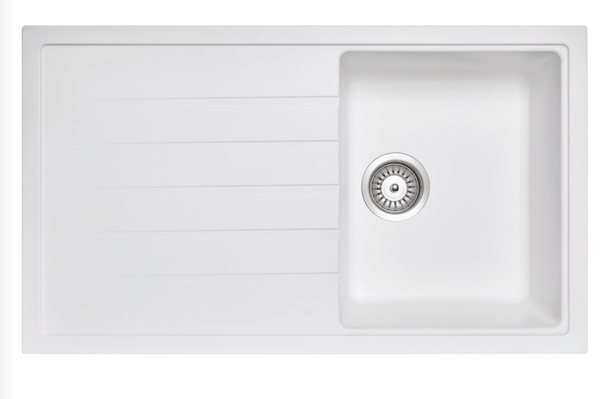 TSI Sinks TWMD-100G 860 X 500 X 205MM CARYSIL VIVALDI D100 SINGLE BOWL WITH DRAINER BOARD GRANITE KITCHEN SINK