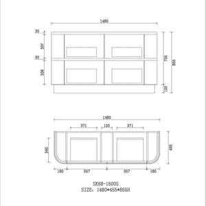 Hudson 1500mm Floor Standing Rosewood Vanity SK68-1500A6
