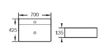 PW7042 - Above Counter / Wall Hung Basin 700x425x135MM
