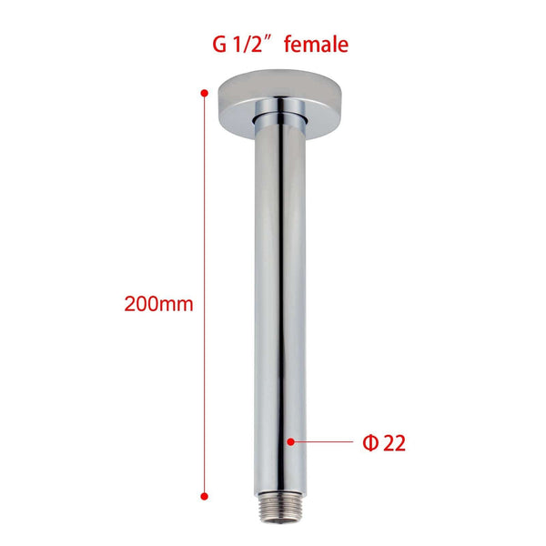 TSI Showers CH0105.SA ROUND CHROME CEILING SHOWER ARM 200MM