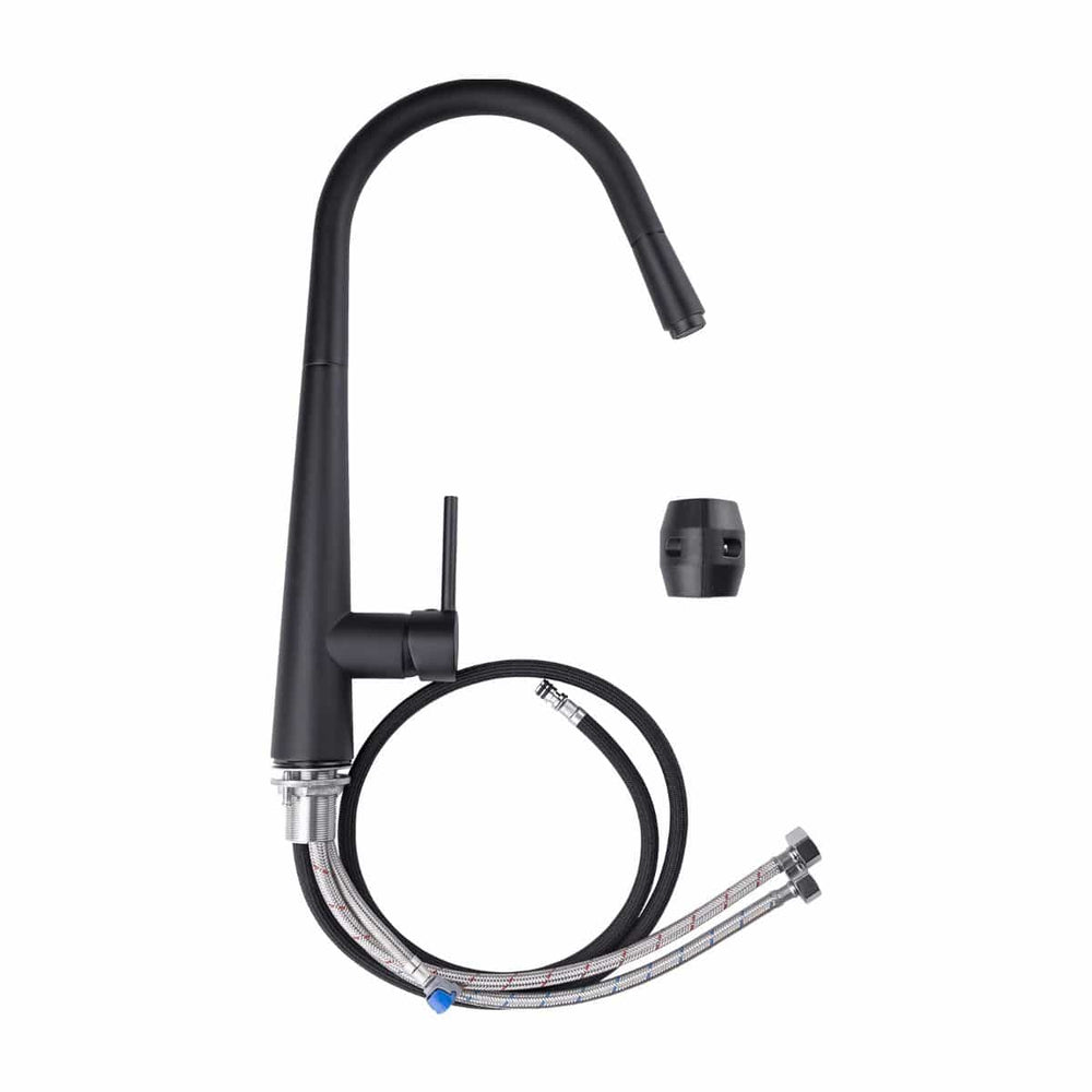 Round Black Pull Out Kitchen Sink Mixer Tap OX1021.KM