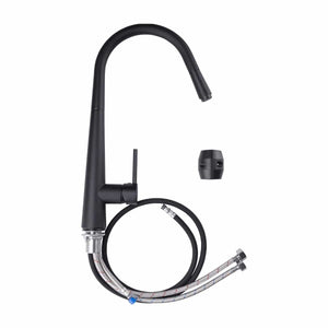 TSI Mixer Taps Round Black Pull Out Kitchen Sink Mixer Tap OX1021.KM