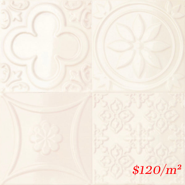 188090 LUCCIOLA HUESO GLOSS 150X150mm Spain Made