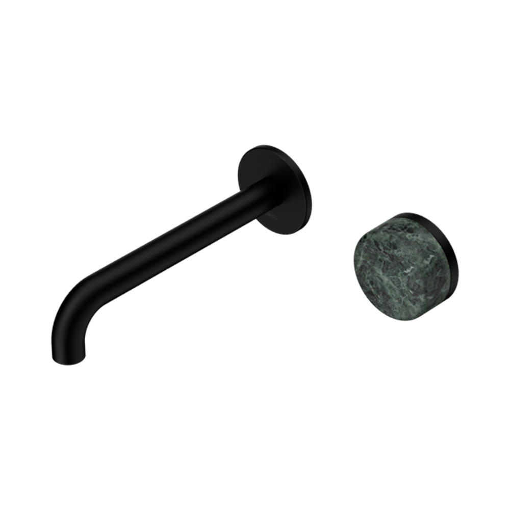 Serenity Progressive Wall Basin Mixer 160/185/220mm Spout With Verde Alpi Handle Matte Black