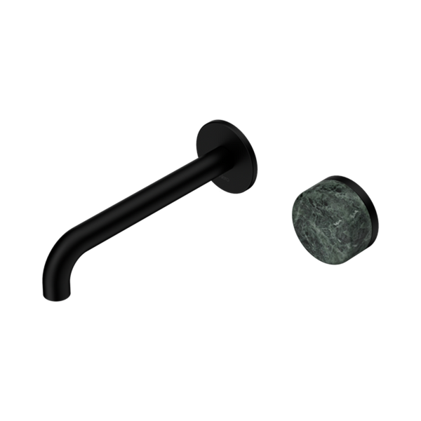 Serenity Progressive Wall Basin Mixer 160/185/220mm Spout With Verde Alpi Handle Matte Black