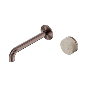 Serenity Progressive Wall Basin Mixer 160/185/220mm Spout With Rome Travertine Handle Brushed Bronze