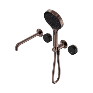 SERENITY PROGRESSIVE SHOWER SYSTEM WITH SPOUT WITH MARQUINA BLACK HANDLE AND SERENITY HAND SHOWER BRUSHED BRONZE (24E130BZ)