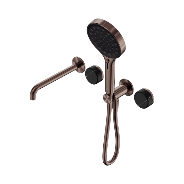 SERENITY PROGRESSIVE SHOWER SYSTEM WITH SPOUT WITH MARQUINA BLACK HANDLE AND SERENITY HAND SHOWER BRUSHED BRONZE (24E130BZ)
