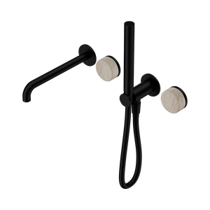 SERENITY PROGRESSIVE SHOWER SYSTEM WITH SPOUT WITH ROME TRAVERTINE HANDLE AND SLIM SHOWER MATTE BLACK (24E009MB)