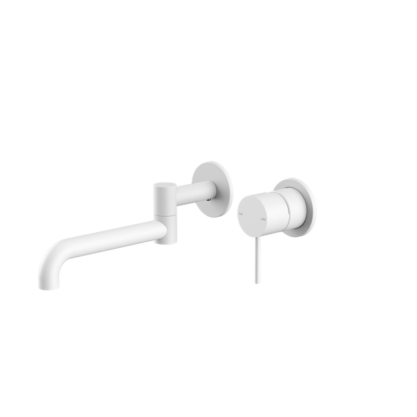 MECCA WALL BASIN/BATH MIXER SWIVEL SPOUT 225MM MATTE WHITE (NR221910RMW)