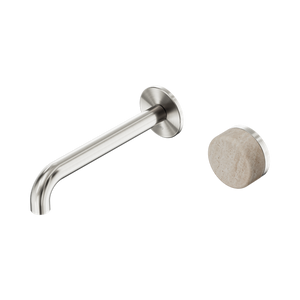 Serenity Progressive Wall Basin Mixer 160/185/220mm Spout With Rome Travertine Handle Brushed Nickel