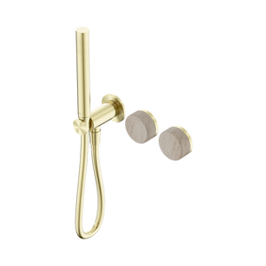 SERENITY PROGRESSIVE SHOWER SYSTEM WITH ROME TRAVERTINE HANDLE AND SLIM SHOWER BRUSHED GOLD (24E021BG)