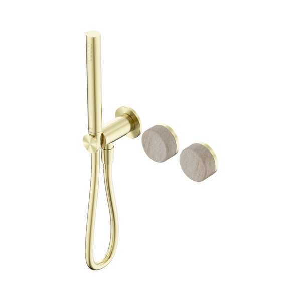 SERENITY PROGRESSIVE SHOWER SYSTEM WITH ROME TRAVERTINE HANDLE AND SLIM SHOWER BRUSHED GOLD (24E021BG)