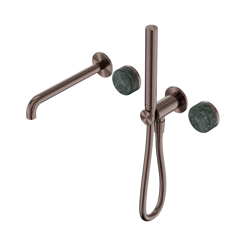 SERENITY PROGRESSIVE SHOWER SYSTEM WITH SPOUT WITH VERDE ALPI HANDLE AND SLIM SHOWER BRUSHED BRONZE (24E008BZ)