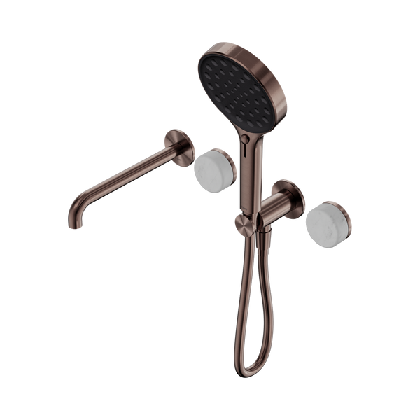 SERENITY PROGRESSIVE SHOWER SYSTEM WITH SPOUT WITH CARRARA HANDLE AND SERENITY HAND SHOWER BRUSHED BRONZE (24E013BZ)