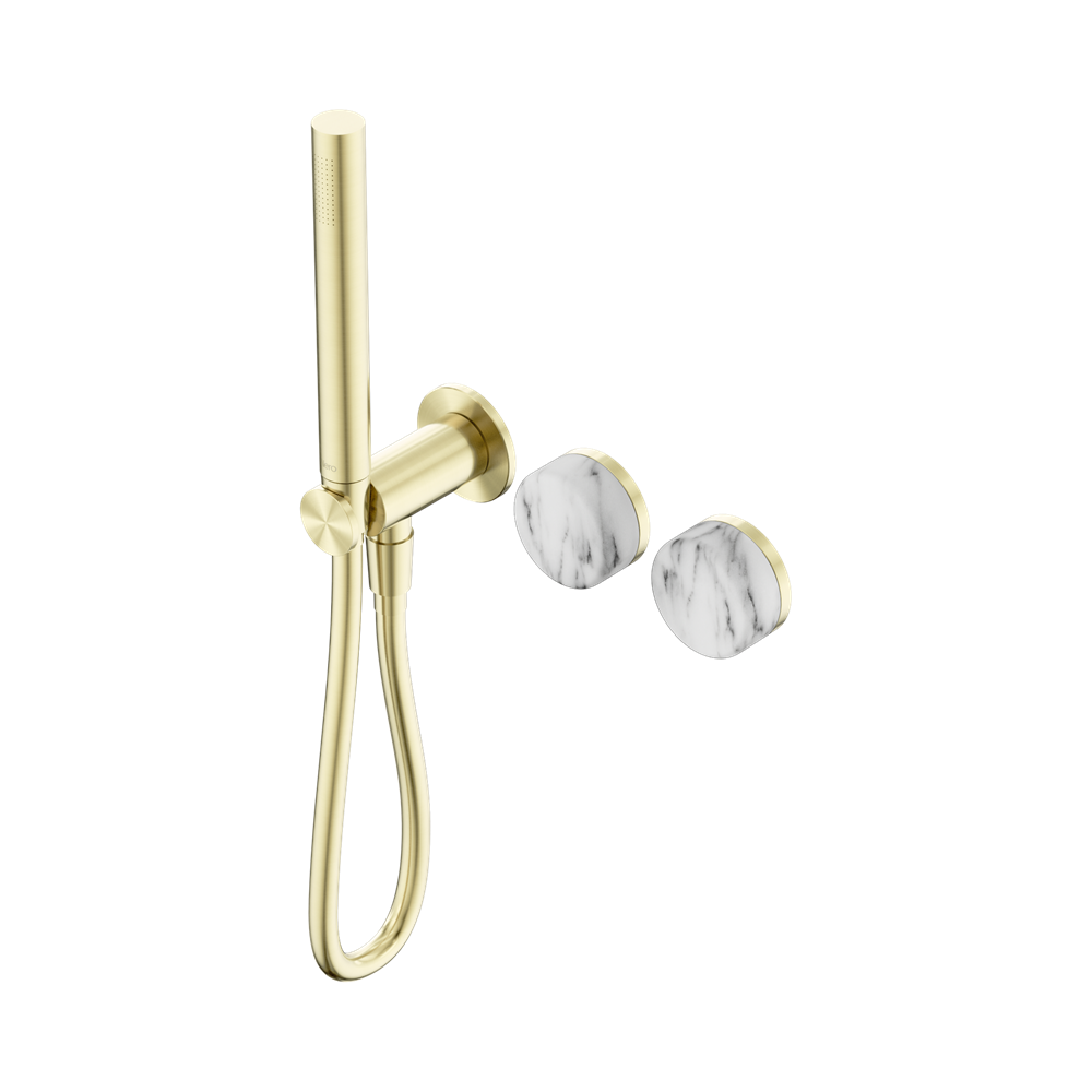SERENITY PROGRESSIVE SHOWER SYSTEM WITH ARABESCATO CORCHIA HANDLE AND SLIM SHOWER BRUSHED GOLD (24E022BG)