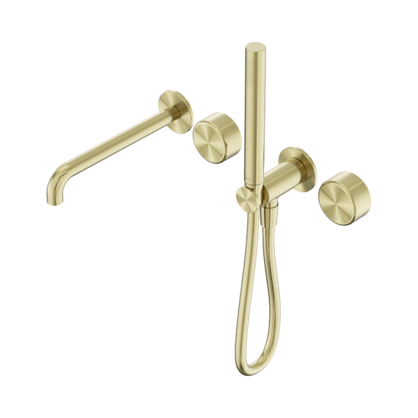 SERENITY PROGRESSIVE SHOWER SYSTEM WITH SPOUT WITH METAL HANDLE AND SLIM SHOWER BRUSHED GOLD (24E012BG)