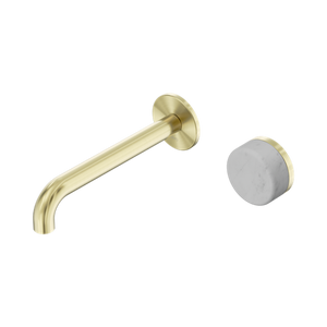 Serenity Progressive Wall Basin Mixer 160/185/220mm Spout With Carrara Handle Brushed Gold