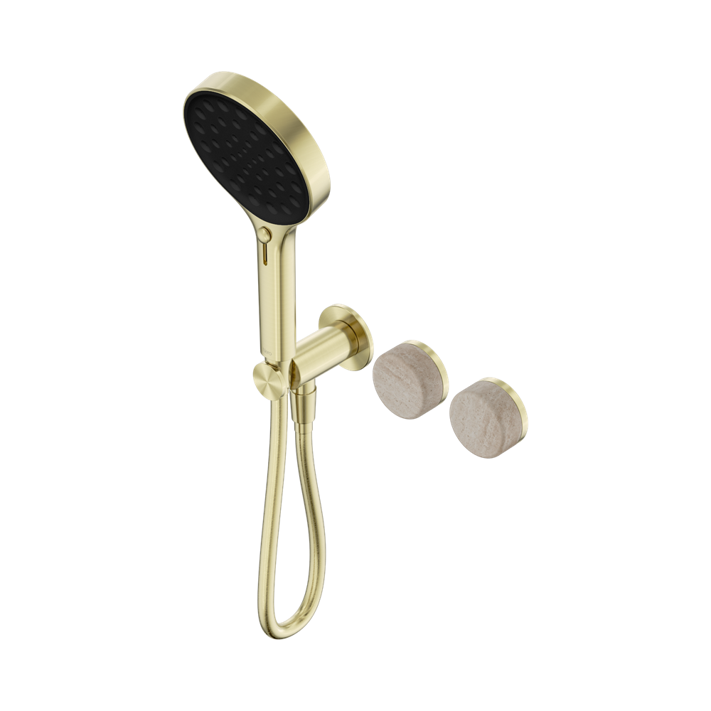 SERENITY PROGRESSIVE SHOWER SYSTEM WITH ROME TRAVERTINE HANDLE AND SERENITY HAND SHOWER BRUSHED GOLD (24E027BG)