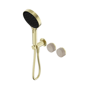 SERENITY PROGRESSIVE SHOWER SYSTEM WITH ROME TRAVERTINE HANDLE AND SERENITY HAND SHOWER BRUSHED GOLD (24E027BG)