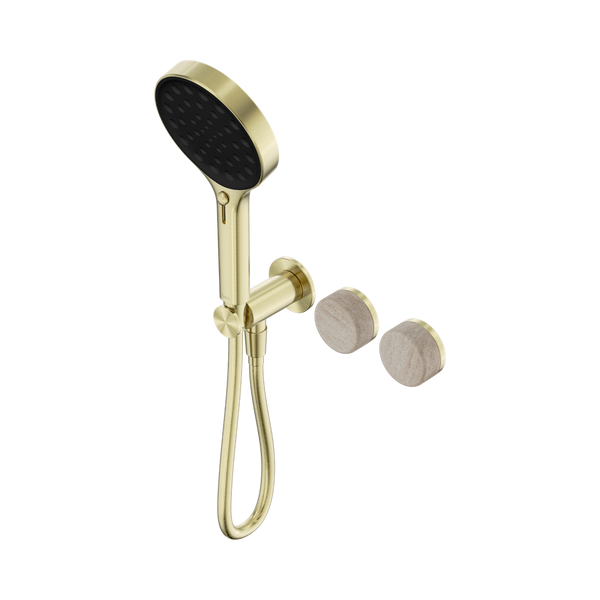 SERENITY PROGRESSIVE SHOWER SYSTEM WITH ROME TRAVERTINE HANDLE AND SERENITY HAND SHOWER BRUSHED GOLD (24E027BG)