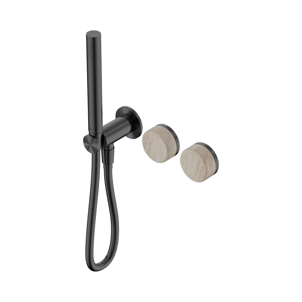 SERENITY PROGRESSIVE SHOWER SYSTEM WITH ROME TRAVERTINE HANDLE AND SLIM SHOWER GUN METAL (24E021GM)