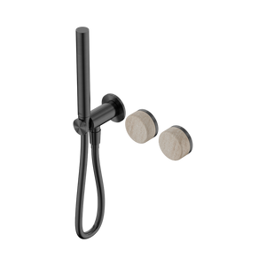 SERENITY PROGRESSIVE SHOWER SYSTEM WITH ROME TRAVERTINE HANDLE AND SLIM SHOWER GUN METAL (24E021GM)