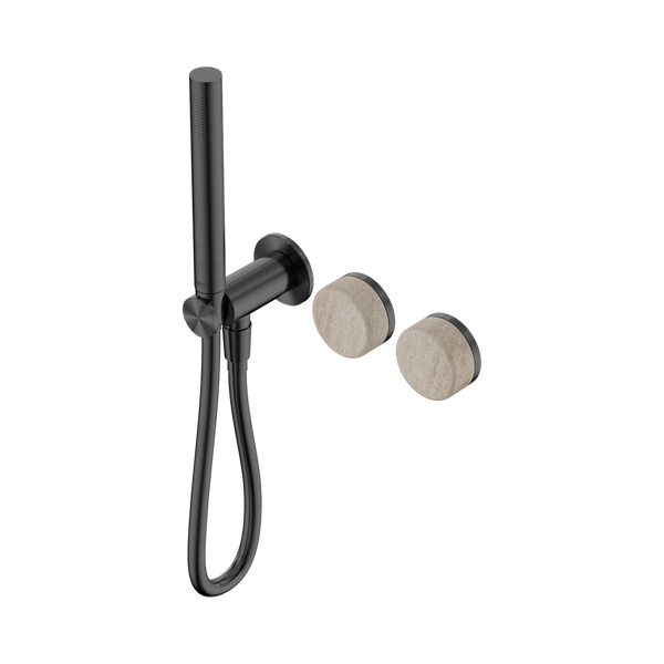 SERENITY PROGRESSIVE SHOWER SYSTEM WITH ROME TRAVERTINE HANDLE AND SLIM SHOWER GUN METAL (24E021GM)