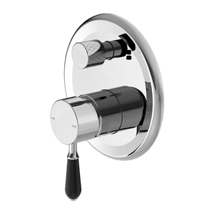YORK SHOWER MIXER WITH DIVERTOR WITH BLACK PORCELAIN LEVER CHROME (NR692109A03CH)