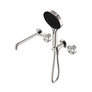 SERENITY PROGRESSIVE SHOWER SYSTEM WITH SPOUT WITH METAL HANDLE AND SERENITY HAND SHOWER BRUSHED NICKEL (24E018BN)