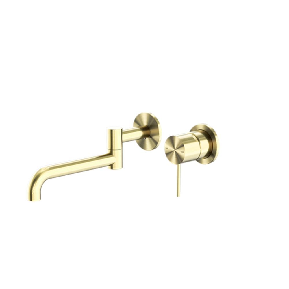 MECCA WALL BASIN/BATH MIXER SWIVEL SPOUT 225MM BRUSHED GOLD (NR221910RBG)