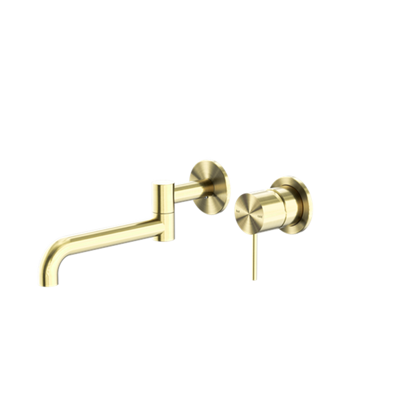 MECCA WALL BASIN/BATH MIXER SWIVEL SPOUT 225MM BRUSHED GOLD (NR221910RBG)