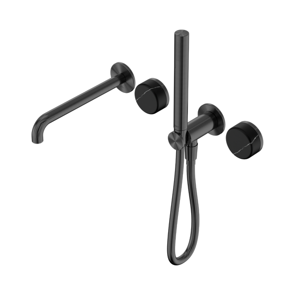 SERENITY PROGRESSIVE SHOWER SYSTEM WITH SPOUT WITH MARQUINA BLACK HANDLE AND SLIM SHOWER GUN METAL (24E129GM)