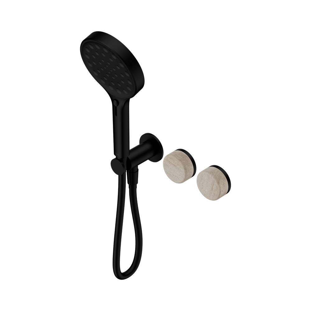 SERENITY PROGRESSIVE SHOWER SYSTEM WITH ROME TRAVERTINE HANDLE AND SERENITY HAND SHOWER MATTE BLACK (24E027MB)